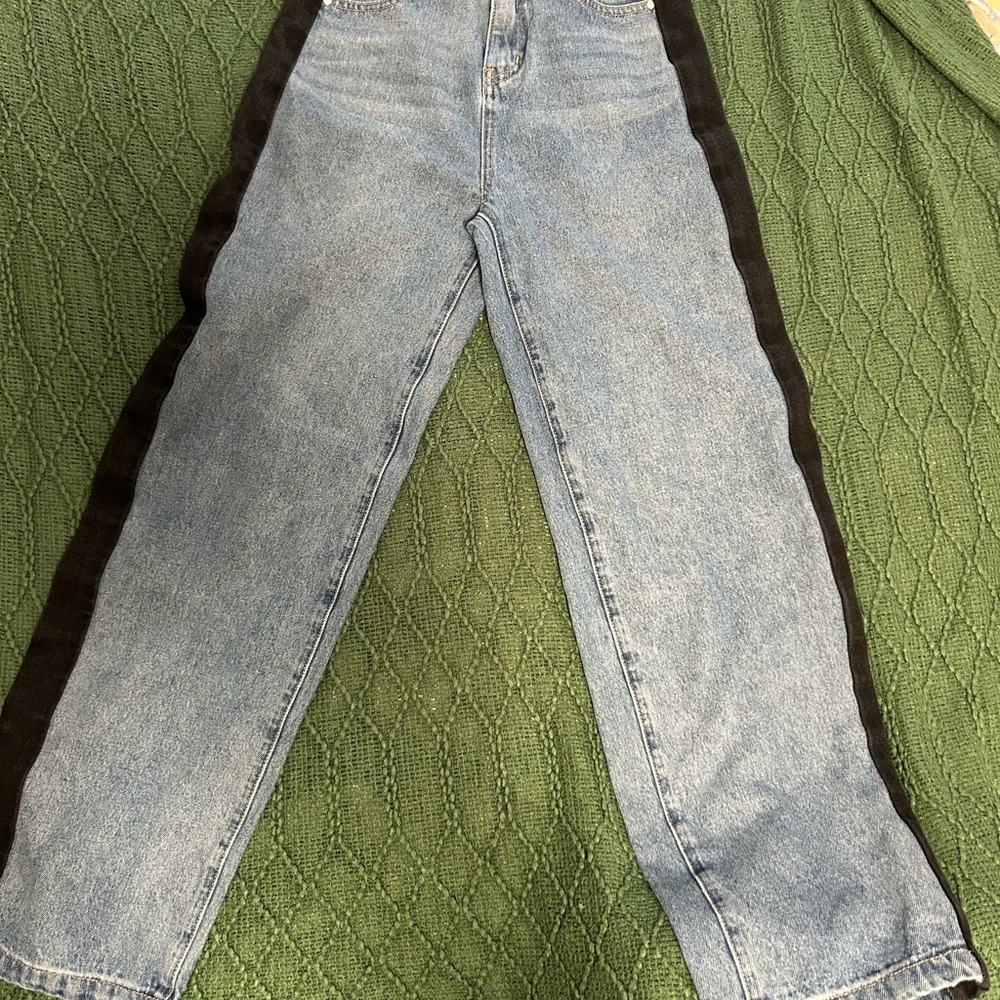Blue Jeans with Black Side Stripes